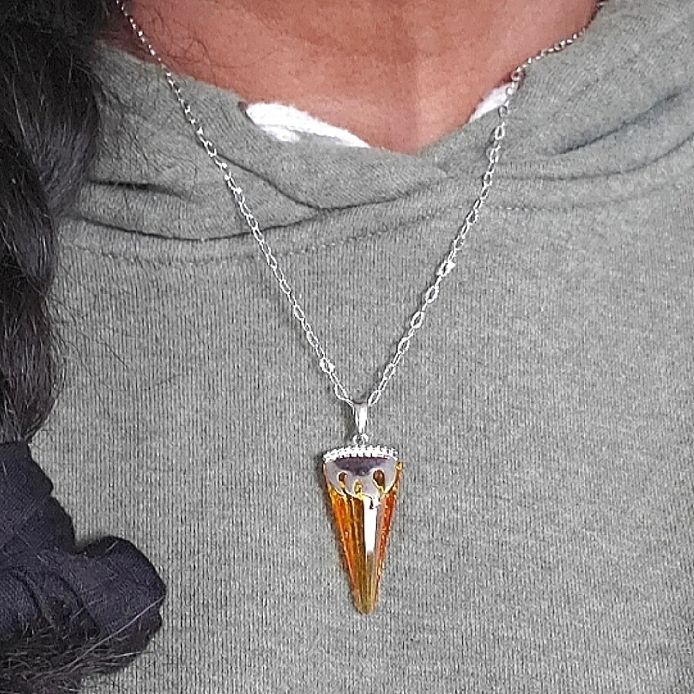 Swarovski Crystal Flame Pendant Sterling Silver 18 Inch - Picture 3 of 11